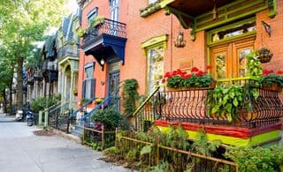 Colorful Victorian Homes in Le Plateau Neighborhood, Montreal, Canada