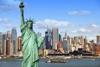 Statue of Liberty against New York City Skyline