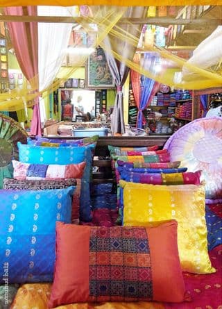 Vibrant Handcrafted Pillows in Ubud Market