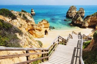 Wooden Footbridge to Hidden Beach in the Algarve