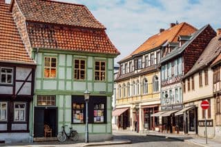 Half-timbered facades in Quedlinburg Old Town, Germany