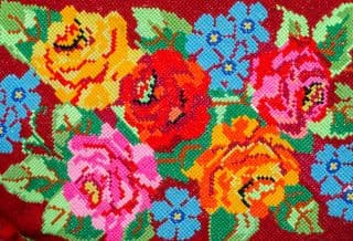 Vibrant Ukrainian Floral Cross-stitch Embroidery