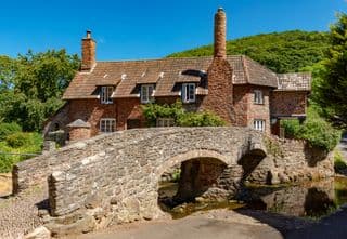 Historic Stone Bridge in Allerford, Somerset, England