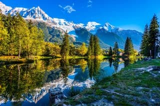 Chamonix Mountain Lake Reflection