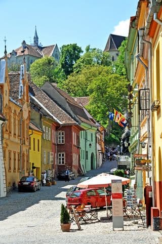 Medieval Sighisoara Street Scene in Romania
