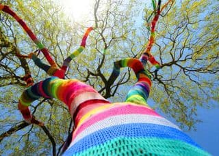 Rainbow Yarn-Wrapped Tree