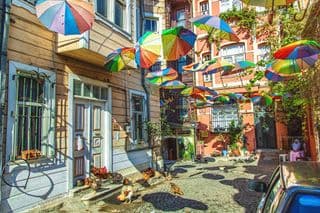Colorful Umbrellas Over Istanbul's Streets