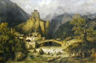 Medieval Fortress Overlooking the Swirling River