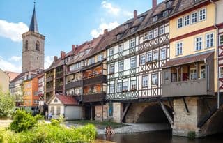 Half-timbered Houses by the River in Erfurt, Germany