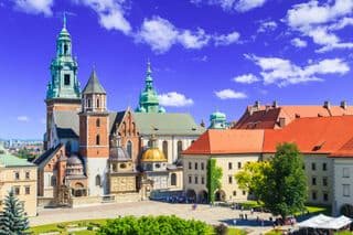 Wawel Cathedral in Cracow Under Summer Blue Sky