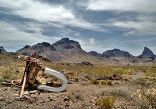 Abandoned Covered Wagon in the Mojave Desert