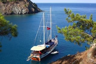 Anchored in the Scenic Bay near Kemer, Turkey