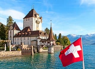 Oberhofen Castle on the Lake Thun, Switzerland