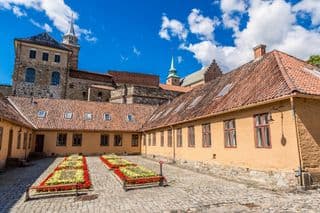 Medieval Akershus Fortress Courtyard in Oslo, Norway