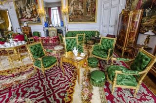 Green Velvet Chairs in the Château de Compiegne Interior, France