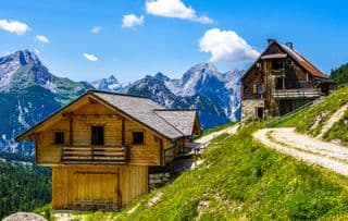 Mountain Huts Amidst Alpine Splendor