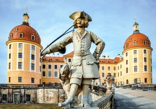 Statue of Count Moritz in Baroque Moritzburg Castle, Saxony, Germany