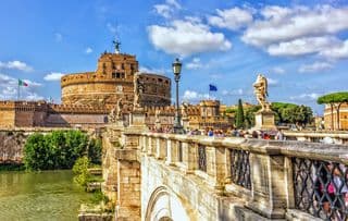 Statues Line Sant'Angelo Bridge in Rome