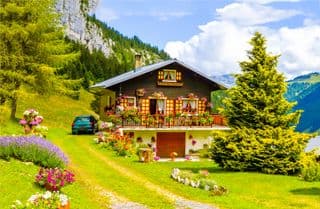 Colorful Alpine Cabin amidst Blooms