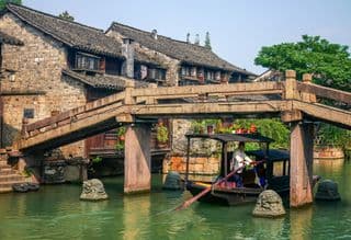 Ancient Stone Bridge Over Wuzhen River