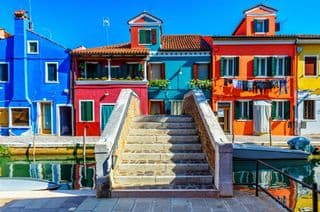 Bright Canal Scene in Burano Island