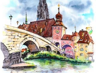Stone Bridge in Regensburg, Germany