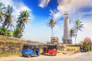 Galle Lighthouse Amidst Coconut Palms