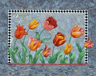 Spring Tulips in a Checkered Frame