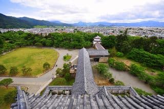 Traditional Japanese Castle Rooftop View