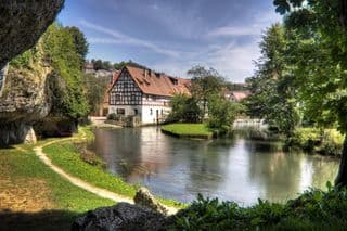 Half-timbered Houses by the River in Nuremberg, Germany