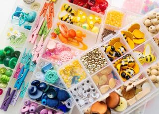 Assorted Multicolored Beads in a Box