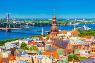 Dome Cathedral and Vansu Bridge in Old Riga