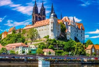 Gothic Castle atop the Elbe Riverbanks in Meissen, Germany