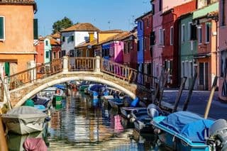Burano's Painted Canal Scene