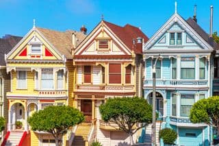 Colorful Victorian Row in San Francisco