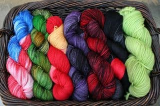 Vibrant Yarn Collection in Basket
