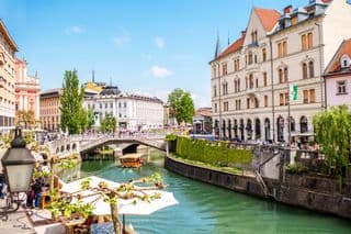 Triple Bridge Over the Ljubljanica in Spring