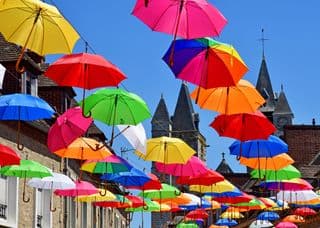 Umbrella Sky Over Les Andelys, France