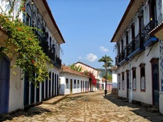Historic Cobblestone Street in Paraty, Brazil