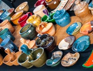Assorted Colorful Handcrafted Pots and Bowls