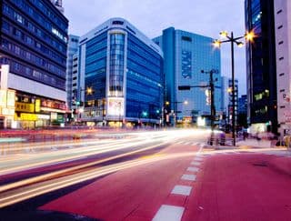 Twilight descends over Shinjuku Crossing