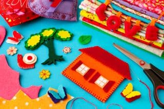 Handcrafted Felt House Scene