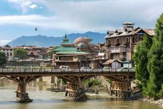 Historic Bridge Over the Jhelum River in Srinagar Old Town