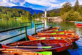 Traditional Rowboats at Lake Bohinj