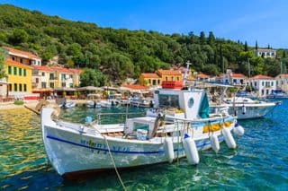 Traditional Fishing Boats in Kioni Village, Greece