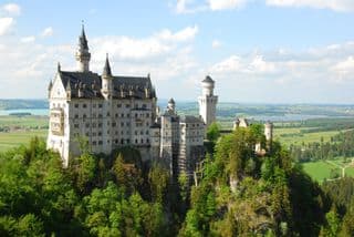 Neuschwanstein Castle atop the Bavarian Alps