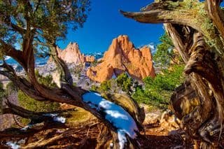 Snow-Capped South Gateway Rock Formation in Winter