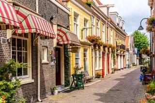 Cobblestone Lane in Delft Old Town