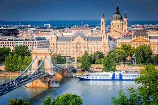Chain Bridge Over Danube River in Budapest