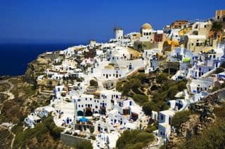 Overlooking the Aegean Sea: Oia Village in Santorini
